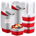 Aoriher 300 Pieces 10 oz Mini Cake Pans with Lids,Red - color: Red