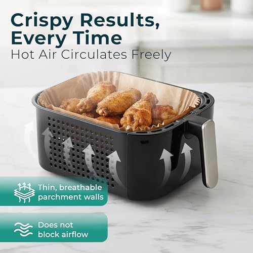 Air Fryer Liners Disposable Large 8.7” Rectangle for 8-12 QT Basket 128 Pcs - size: 9 inch - Rectangle