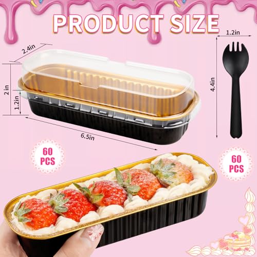 120Pcs Aluminum Min Foil Bakingi Loaf Pans with Lids and Spoons - style: Black Gold Loaf Pans120Pcs