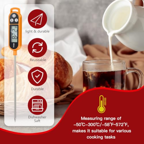 Copkim 6 Pcs Food Thermometer Instant Read Probe BBQ, Orange - color: Orange
