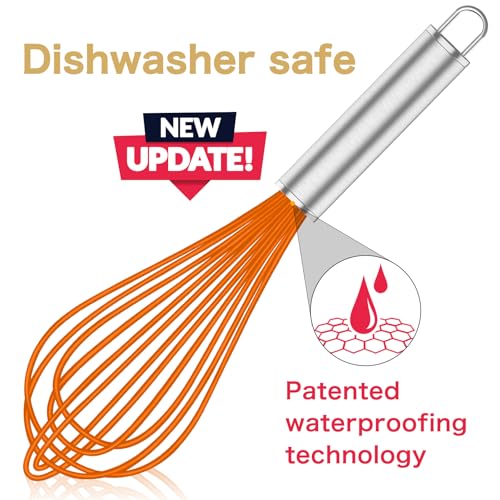 OYV Orange Silicone Whisk Set of 3, 8/10/12 Inch, Non-Scratch - color: Premium(Orange Pack)