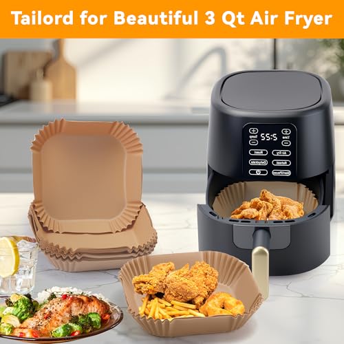 100Pcs Parchment Paper Air Fryer Liners for Beautiful 3 Qt Air Fryer