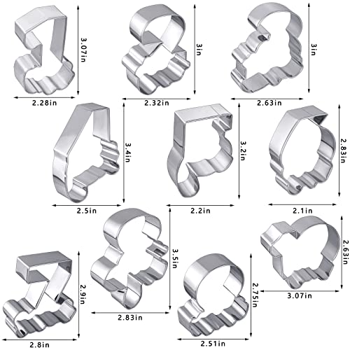 Vesici 10 Pieces Numbers Cookie Cutters Set Number 1-10 Shapes