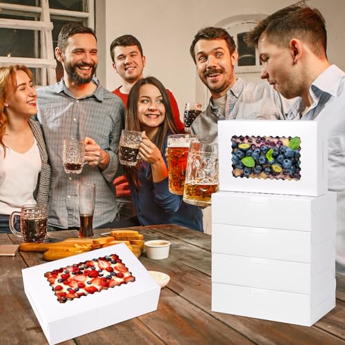 36 pcs Cookie Boxes,9x6x2.5 Inch Large Bakery Boxes with Window for Pies Chocolate Strawberries Muffins Donuts Pastry Dessert Christmas (White, 9 * 6 * 2.5inch/36pcs) - color: White, size: 9*6*2.5inch/36pcs