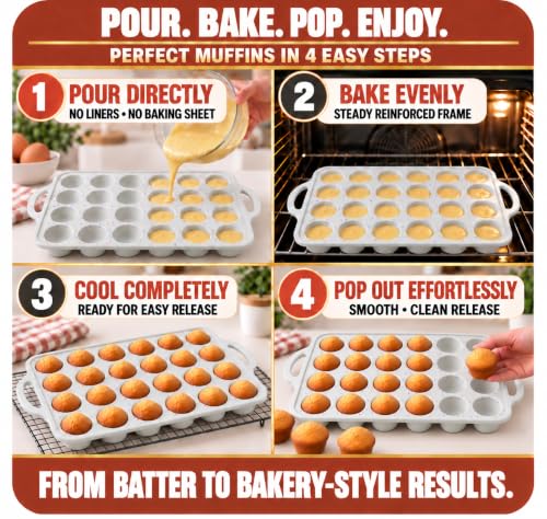 Silicone Mini Muffin Pan for Baking, 24 Cup 1 Pack, BPA-Free Muffin Tin - color: Cream, size: Mini (24 Cups Pan)
