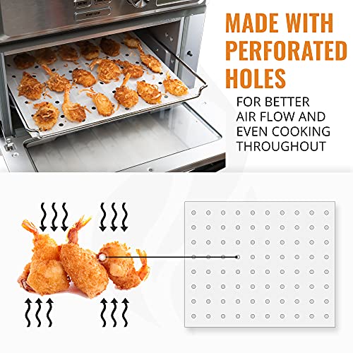 Parchment Paper Sheets for Toaster Oven Air Fryer 10 x 12 Compatible with Cuisinart, Breville, Black and Decker + More, Precut Perforated Non-Stick Oven Liners for Baking, Cooking, Dehydrator - size: 10 x 12