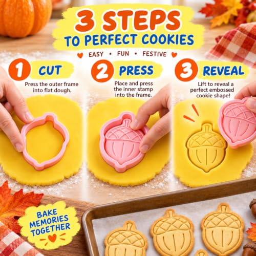 8-Piece Thanksgiving Cookie Cutter and Stamp Set, Plastic