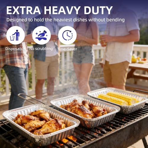 MARLCOA 9x13 Aluminum Pans with Lids (25 Pack) - Disposable Foil Half Pans - size: 25 Pack with Lids