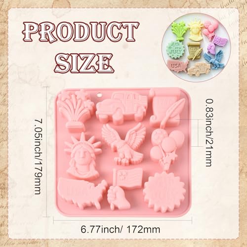 Airssory 2 pcs Independence Day Molds Patriotic Chocolate Candy Mold Pink 17.9x17.2x2.1cm for Baking Ice Cubes Jello Soap Cake Decor Party Decoration - color: Independence Day Molds