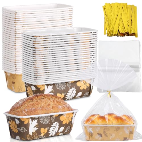 Hushee 50 Set Fall Paper Mini Loaf Pan Disposable, Autumn Leaf - style: Autumn Leaf