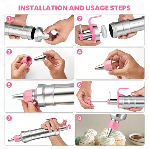 Cake Decorating Kit -69 Pcs Cake Decorating Syringe Set, Frosting Gun - color: 69Pcs-Pink