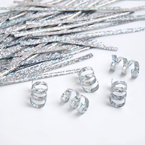 Tangyinrd 500PCS 4 Inch Silver Metallic Twist Ties, Shiny Reusable Bag Ties for Bakery, Candy Bags, Coffee Bags, Goodie Bags, Crafts & Party Decorations - color: Silver