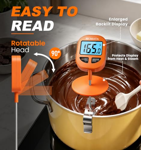 BOMATA Digital Candy Thermometer with Pot Clip, 10" Probe, IPX6 Waterproof - size: 10"