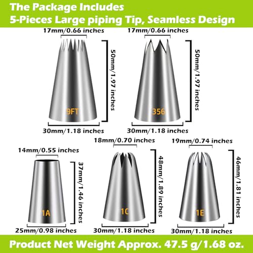 Suuker Large Piping Tips & Russian Tips Set