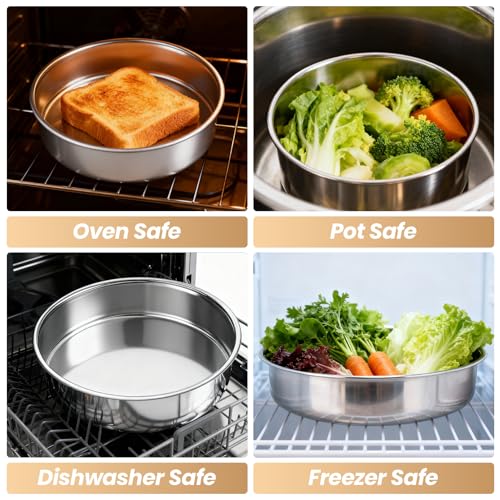 3 Pcs Round Cake Pans, 8 Inch, Stainless Steel