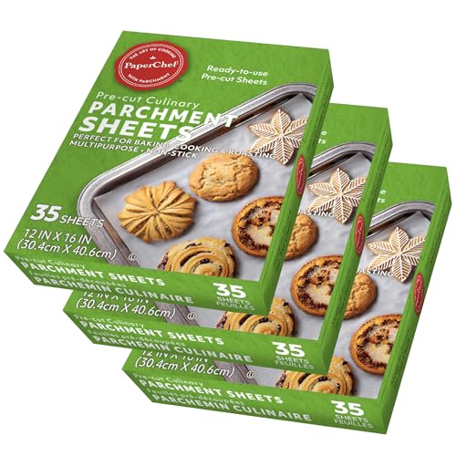 PaperChef Culinary Parchment Paper Sheets Precut Nonstick 35 Count 3 Pack