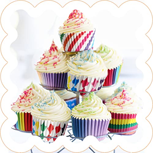 Chengu 600 Pieces Rainbow Paper Cupcake Liners for Baking