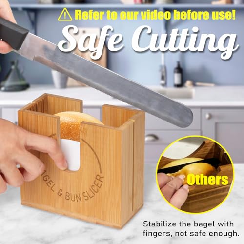 Adjustable Bagel Slicer Holder - size: Medium (Bamboo)