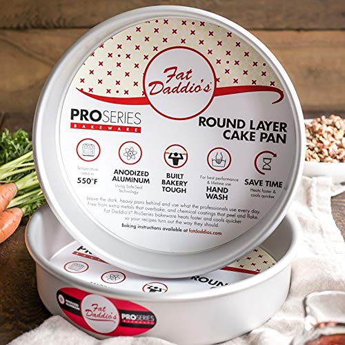 Fat Daddio's Anodized Aluminum Round Cake Pan, 12 x 2 Inch (Pack of 2) - size: 12 x 2 Inch, Set of 2, style: 2" Depth