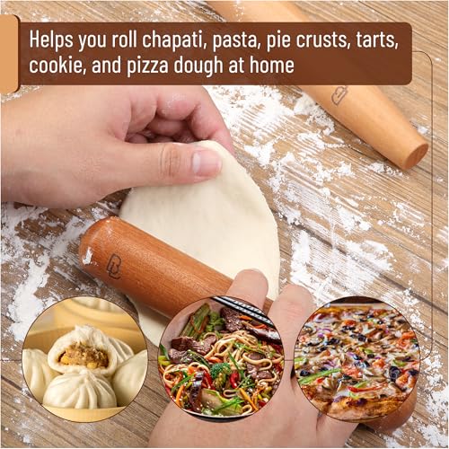 French Rolling Pin Set, 2 pcs, 16" & 8" Natural Wood