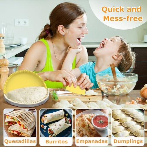 Tortilla Sealer Crimper Maker - for 10"+8"+6"+4" Flour Tortillas - color: Gray Yellow