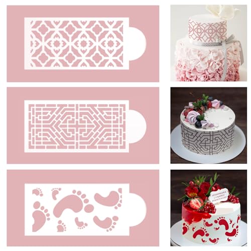 10 Pcs Cake Stencils Set Floral Lace Cake Templates Wedding Cake Molds Plant Flower Cookie Fondant Buttercream Dessert Decorating Baking Supplies Mesh Printing for Cake Icing Decoration