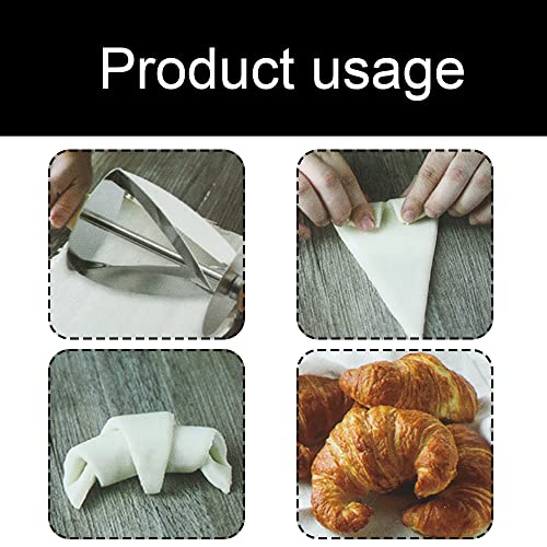 Dough Wheel Cutter Stainless Steel Croissant Bread Cutter Wooden Handle Dough Scraper for Making Croissant Rolling