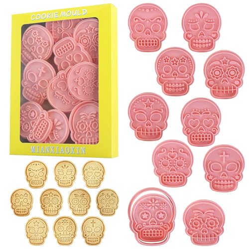10Pcs Sugar Skull Cookie Cutter Halloween Day of the Dead Baking Tools - color: Halloween O-10