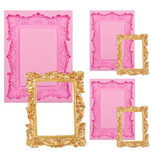 Baroque Silicone Picture Frame Mold for Chocolate & Resin - color: Pink(frame fondant molds-XL448)