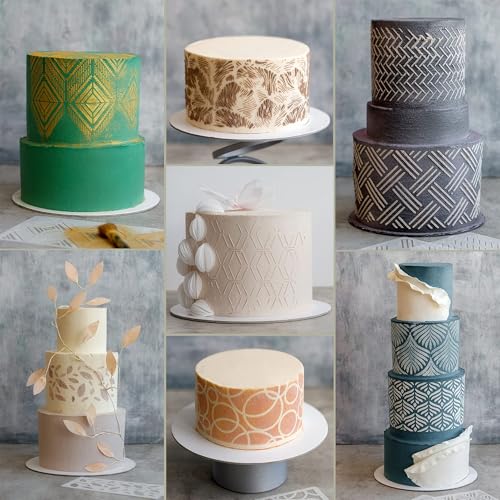 Cake Stencils - Cookie Stencils for Royal Icing, Templates for Buttercream Decorating, Baking Stencil, Mesh Reusable Spray Fondant Cookies, Paiting (18xDesigns with Scraper and 50xPins)