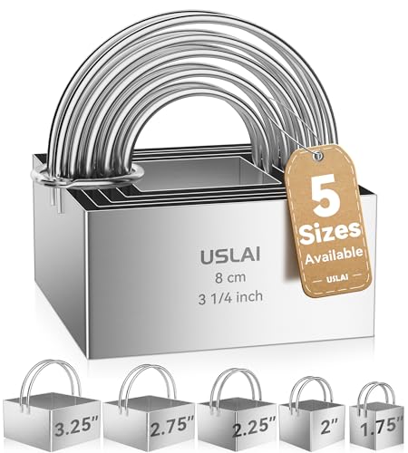 USLAI Biscuit Cutter Set (1.75, 2, 2.5, 2.75, 3.25 Inch) - size: 5 Sizes - Square