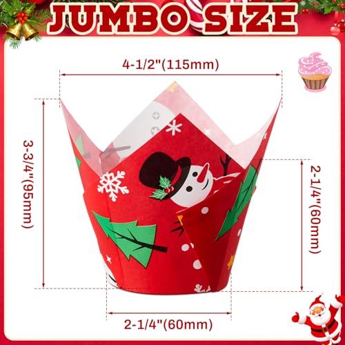 Motiskyy 300 Pcs Jumbo Tulip Muffin Liners, Christmas Color - color: Christmas Color