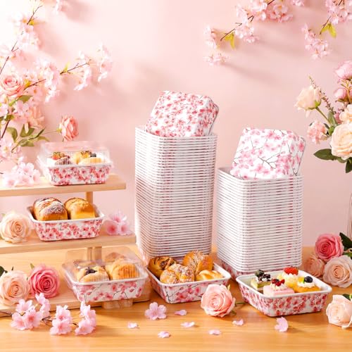 LemonRoad 100 Sets Mini Loaf Pans with Lids Bulk, 8oz Disposable Cake Pans