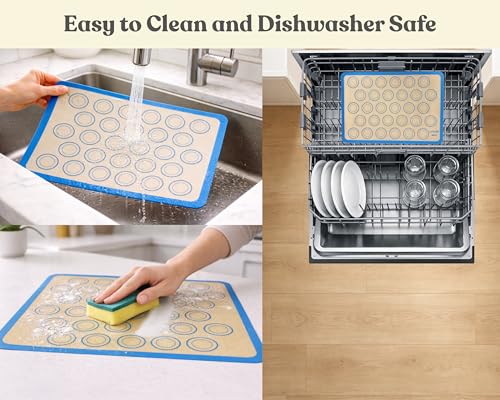 Macaron Silicone Baking Mats Set of 2, Half Sheet Nonstick Reusable Extra Thick Baking Sheet Liners for Macarons, Cookies and Pastry, Blue - color: Macaron Blue, size: 16.5"L x 11.6"W