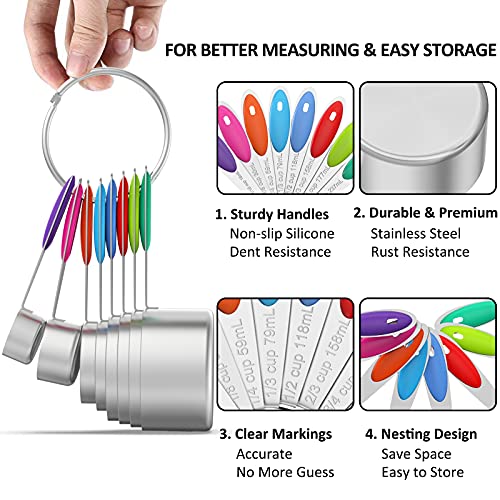 Wildone Measuring Cups and Magnetic Measuring Spoons Set, 21Pcs