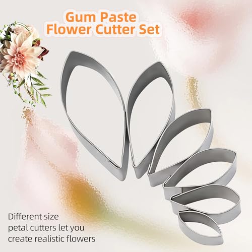 KALAIEN 6pcs/set Dahlia Sugar Flower Cutter Set Flower Petal Fondant Mold - color: Dahlia Cutter(6pcs)