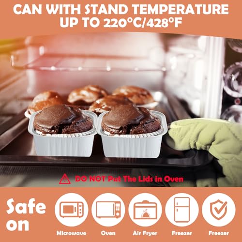 Skylety 100 Pcs 5oz Mini Square Cake Pans with Lids, White - color: White