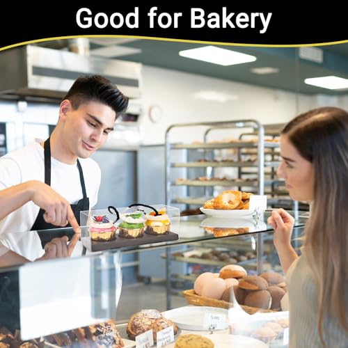 EUSOAR Clear Cupcake Boxes, 40 Pcs 9"x3"x3" Black 3 Compartments Pastry Cupcake Containers with Gift Rope Handle,Portable Dessert Muffins Holder Cookies Carrier for Birthday Wedding Party Bakery - color: Black