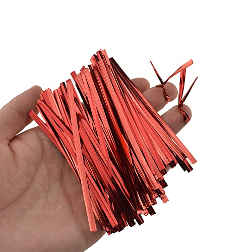 HAHIYO 300Pcs 4 Inches Red Metal Twist Ties for Bread, Candy, Coffee, Plant Garden, Cellophane Treat Bags, Gift Wrapping, Plastic Bags, Halloween Party, Cake Present, Art Crafts - color: Red, size: 4 Inches