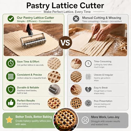 Pastry Lattice Roller Cutter, Stainless Steel Lattice Dough Cutter - color: Black