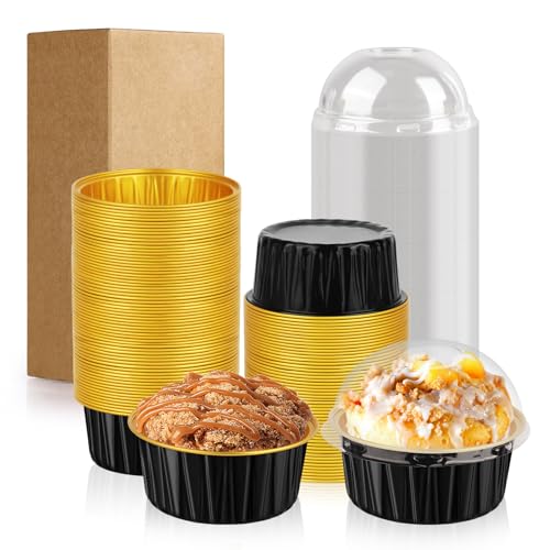 60 Pack 5 OZ Disposable Round Mini Cake Pans with Lids - color: Style 2-60 Pack