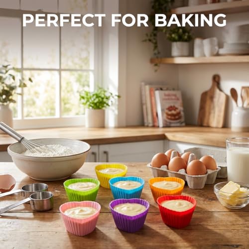 10Pcs Heart Multicolor Silicone Baking Cups, Reusable Muffin Liners - color: 10PCS- Heart Cups