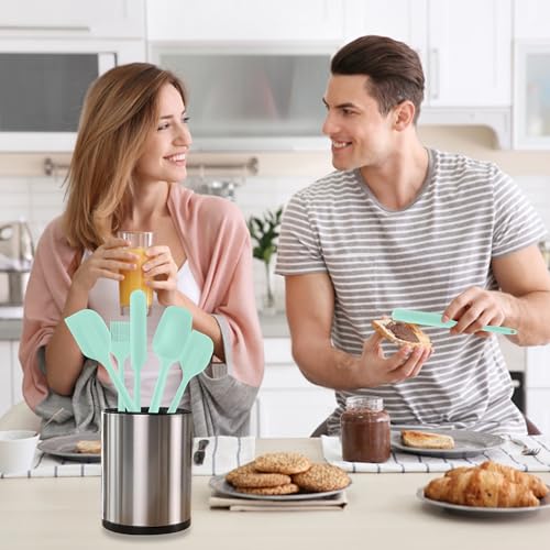 Silicone Spatula Set 6 Pack Food Grade Kitchen Utensils with Silicone Brush - color: Green