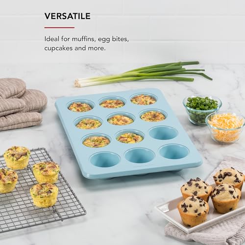 KitchenAid 12-Cup Nonstick Aluminized Steel Muffin Pan, Mineral Water - color: Mineral Water, size: 12 Cup