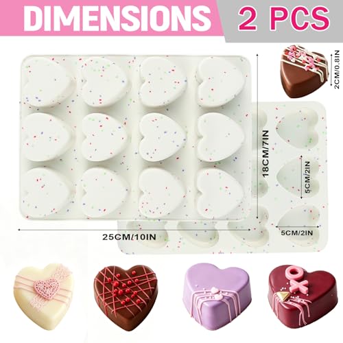 Heart Chocolate Molds Silicone 2 Inch Heart Shaped Muffin Baking Pan Mold - size: 2 Inch