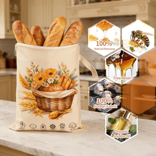 Beeswax Bread Bags for Sourdough 2 Pack, XL 13 x 17 Inch - color: Off White