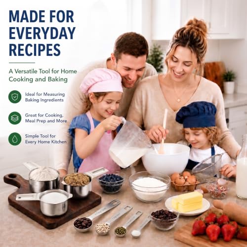 AIKEXIN Stainless Steel Measuring Cups & Spoons Set, Precision Baking Tools