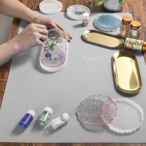 Sapid 2Pcs Thick Silicone Mat Crafts Large Silicon Sheet Resin Art Painting - color: Gray, size: 20"×27.9"