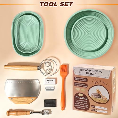 Sourdough Starter Kit, Silicone Bread Proofing Basket Set, Baking Supplies