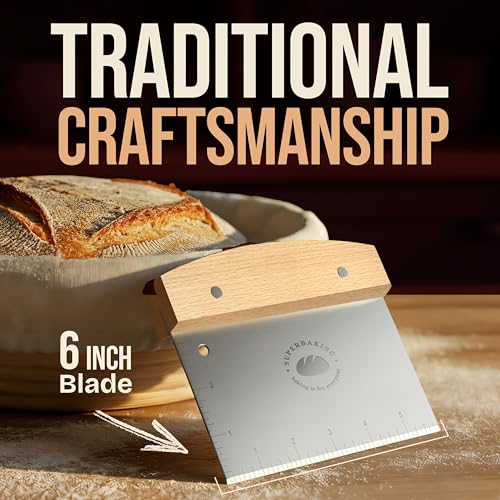 Superbaking Multipurpose Bench Scraper, 6" Grill & Dough Scraper with Ruler